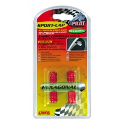 Sport Cap Hexagonal Set 4 tappi coprivalvola in lega di alluminio rosso