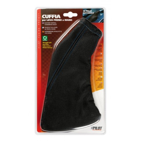 Cuffia in pelle leva freno a mano nera blu