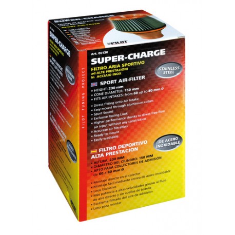 Super-Charge filtro aria sportivo ad alte prestazioni in acciaio inox