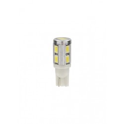 10-30V Mega-Led 10 - 10 SMD x 1 chip - T10 - W2.1x9.5d - 2 pz in blister - Bianco - Doppia polarita' - Resistenza incorporata