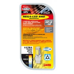 12V Mega-Led 20 - 8 super chips + 12 chips - W21/5W - Quadrifocus - W3x16q bianco doppia polarita' resistenza incorporata