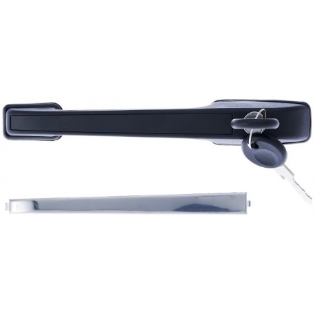 Maniglia apriporta esterna anteriore nera con inserti cromati con chiave guida - sx