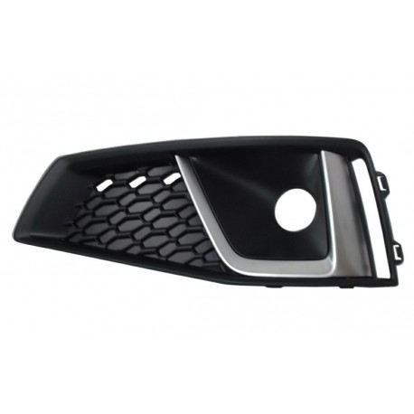 Griglia paraurti anteriore con foro fendinebbia con modanatura silver versione S-Line sx