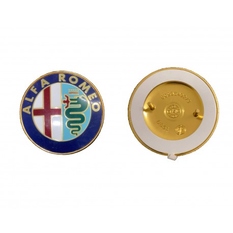 Fregio stemma logo Alfa Romeo metallo pieno 74 mm con 2 pin