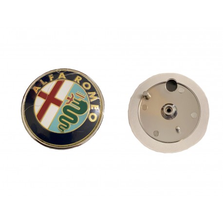 Fregio stemma logo Alfa Romeo metallo pieno con cornice cromata 80 mm