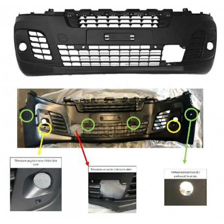 Paraurti anteriore con fori fendinebbia e park distance control e rilevamento ostacoli