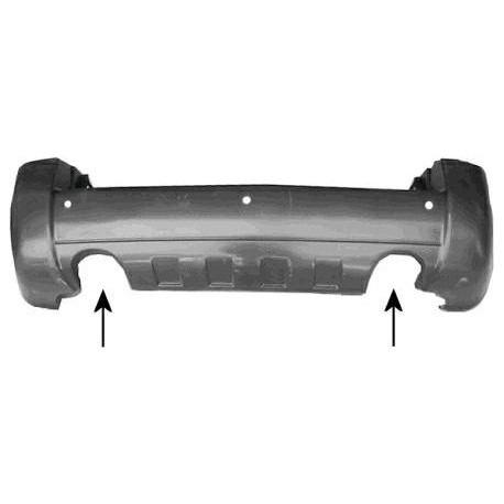 Paraurti posteriore con foro giroparafango sensori con 2 fori marmitta