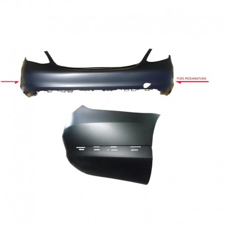 Paraurti posteriore verniciabile con fori modanatura