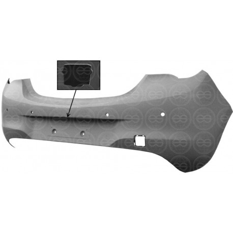 Paraurti posteriore verniciabile bicolore con fori park distance control e telecamera