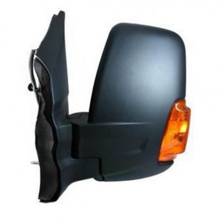 Retrovisore elettrico termico con freccia arancio braccio corto nero 6 pin lato guida sx