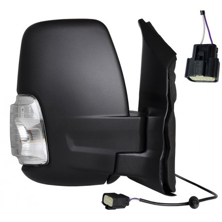 Specchietto manuale braccio corto con freccia bianca 5W 2 pin nero dx