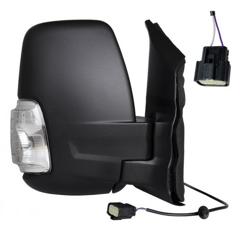 Specchietto elettrico termico braccio corto con freccia bianca 5W 6 pin nero dx