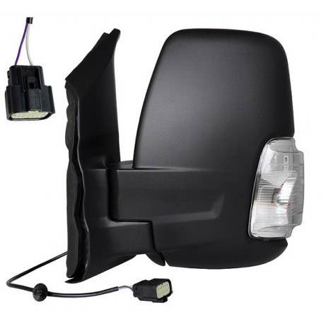 Specchietto elettrico termico ribaltabile braccio corto con freccia bianca 16W 8 pin nero sx