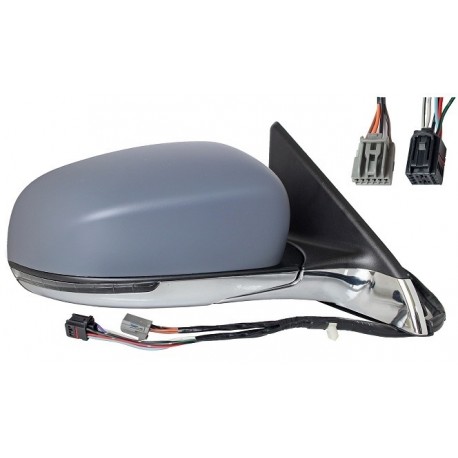 Specchietto elettrico termico ribaltabile con freccia asferico luce di cortesia 6+4 pin base cromata dx