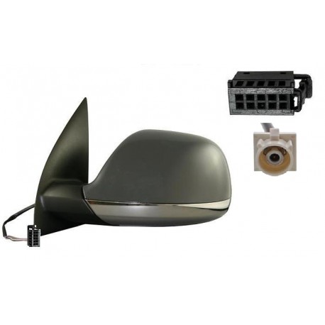 Specchietto elettrico termico asferico 5+1 pin con radio sistem base cromata calotta verniciabile sx