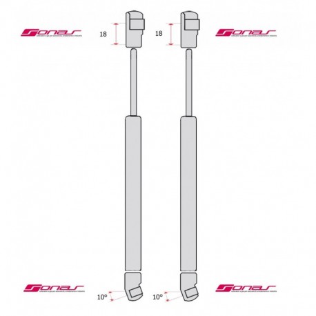 Coppia pistoncini ammortizzatore molla a gas