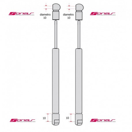 Coppia pistoncini ammortizzatore molla a gas