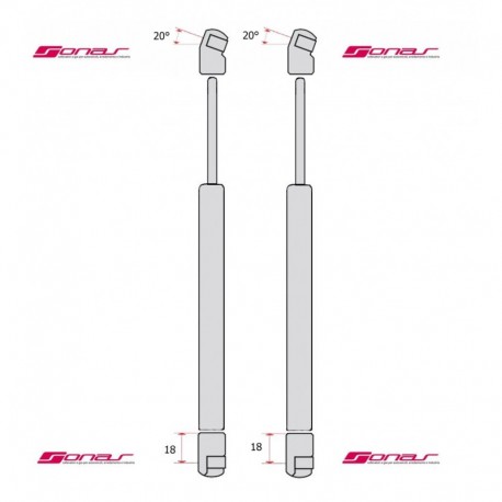 Coppia pistoncini ammortizzatore molla a gas cofano anteriore