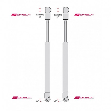 Coppia pistoncini ammortizzatore molla a gas portellone