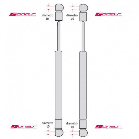 Coppia pistoncini ammortizzatore molla a gas cofano anteriore
