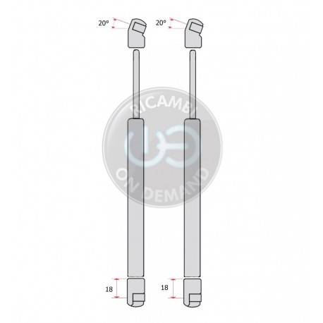 Coppia pistoncini ammortizzatore molla a gas cofano anteriore