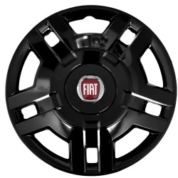 Kit serie 4 copricerchi coppe ruota 15" nere logo rosso