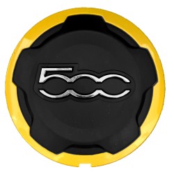 Kit serie 4 coprimozzi coppa ruota per cerchi in lega bordo giallo