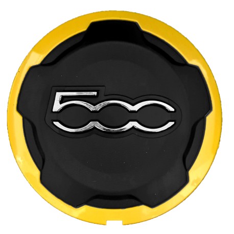 Kit serie 4 coprimozzi coppa ruota per cerchi in lega bordo giallo