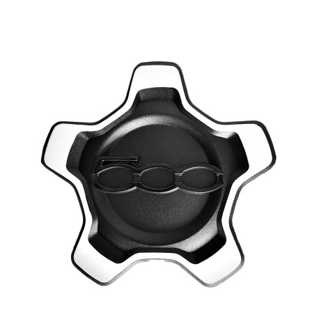 Kit serie 4 coprimozzi coppa ruota per cerchi in lega bordo bianco scritta nera