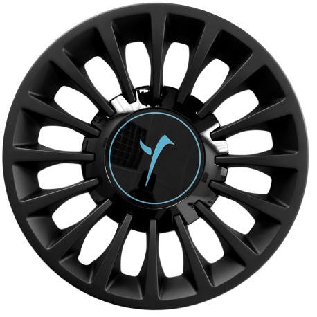 Kit serie 4 copricerchi coppe ruota 15" con cover nera e logo blu