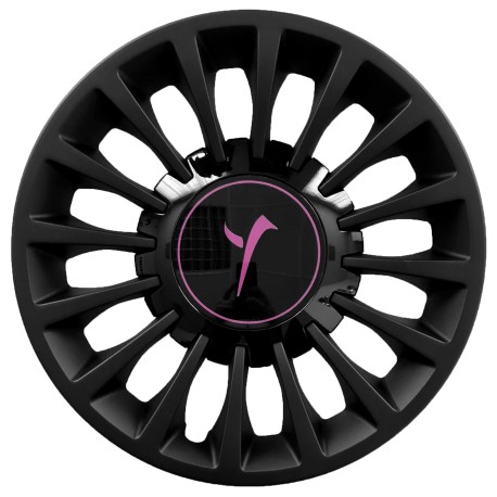 Kit serie 4 copricerchi coppe ruota 15" con cover nera e logo viola