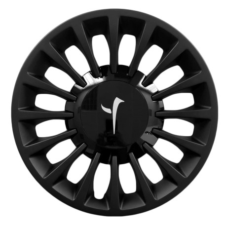 Kit serie 4 copricerchi coppe ruota 15" con cover nera e logo bianco