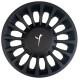 Kit serie 4 copricerchi coppa ruota nero con logo in rilievo argento 15"