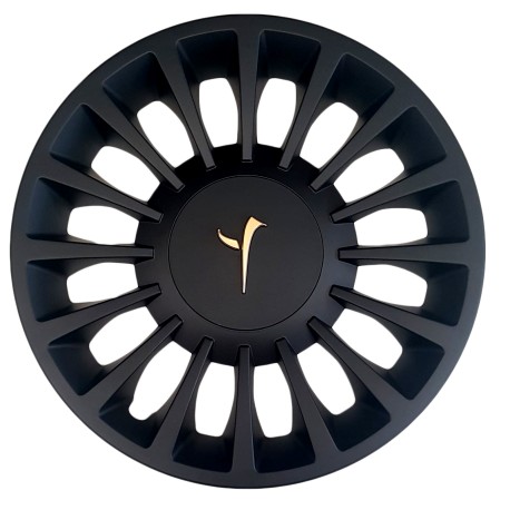 Kit serie 4 copricerchi coppa ruota nero con logo in rilievo oro 15"