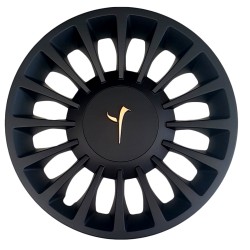 Copricerchio singolo coppa ruota nero con logo in rilievo oro 15"