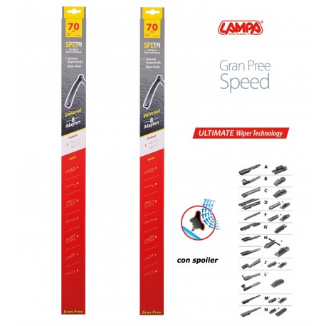 Gran Pree Speed Coppia spazzole tergicristallo flat 70+35 cm