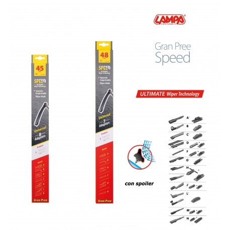 Gran Pree Speed Coppia spazzole tergicristallo flat 45+48 cm