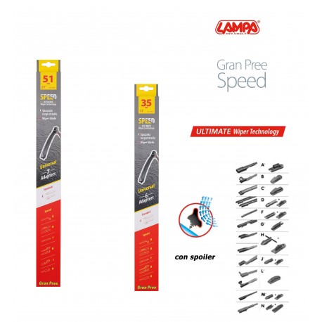 Gran Pree Speed Coppia spazzole tergicristallo flat 51+35 cm