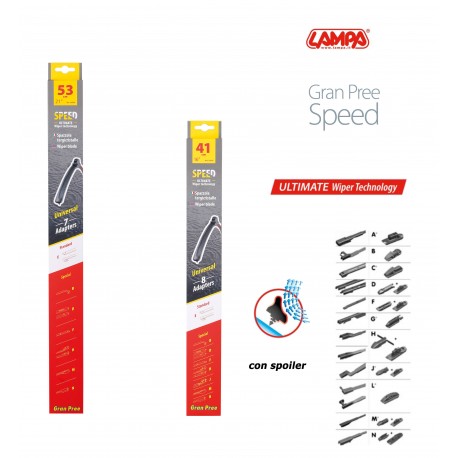 Gran Pree Speed Coppia spazzole tergicristallo flat 53+41 cm