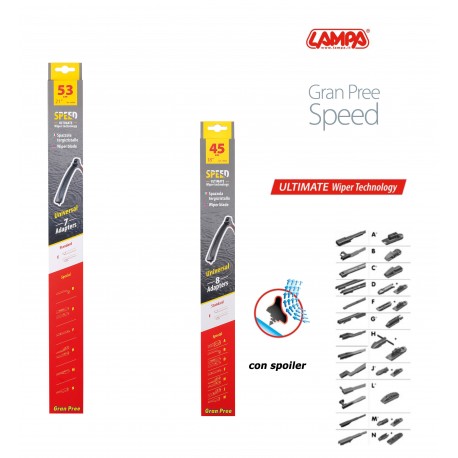 Gran Pree Speed Coppia spazzole tergicristallo flat 53+45 cm