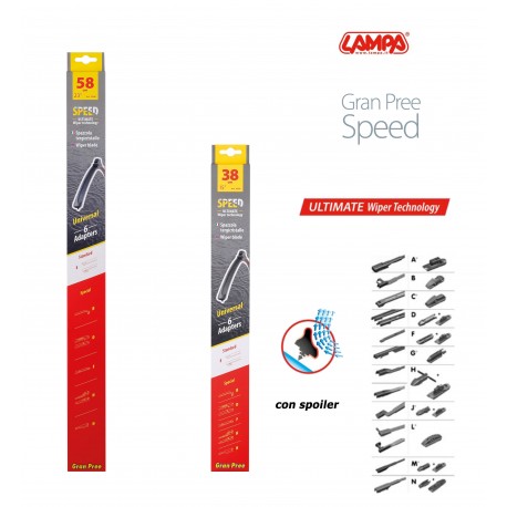 Gran Pree Speed Coppia spazzole tergicristallo flat 58+38 cm