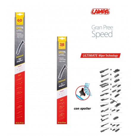 Gran Pree Speed Coppia spazzole tergicristallo flat 60+38 cm