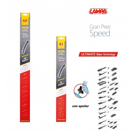 Gran Pree Speed Coppia spazzole tergicristallo flat 60+41 cm