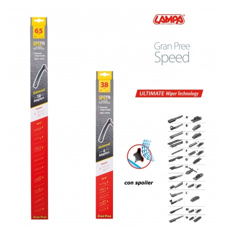 Gran Pree Speed Coppia spazzole tergicristallo flat 65+38 cm