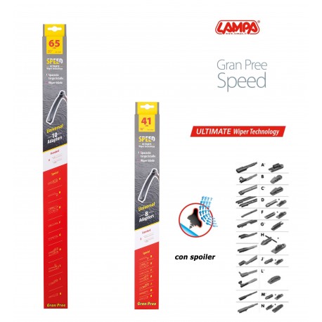 Gran Pree Speed Coppia spazzole tergicristallo flat 65+41 cm