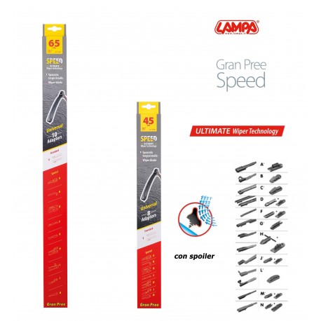 Gran Pree Speed Coppia spazzole tergicristallo flat 65+45 cm