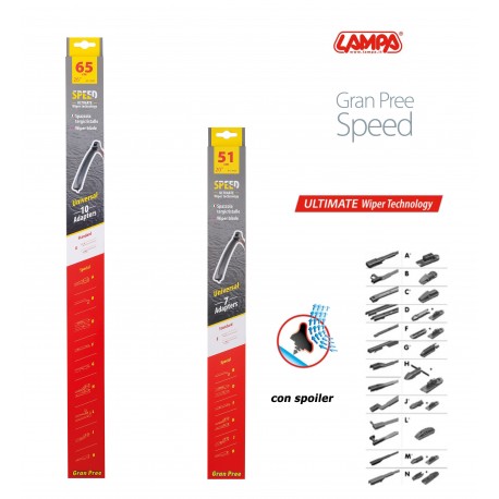 Gran Pree Speed Coppia spazzole tergicristallo flat 65+51 cm