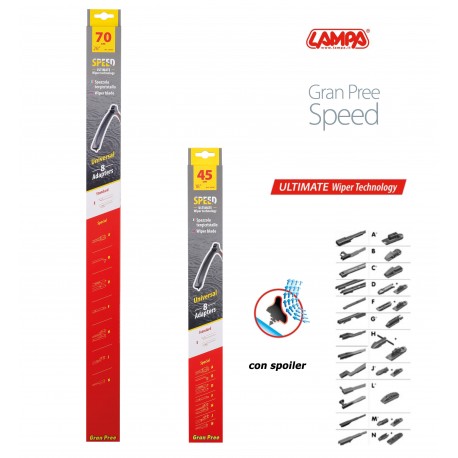 Gran Pree Speed Coppia spazzole tergicristallo flat 70+45 cm