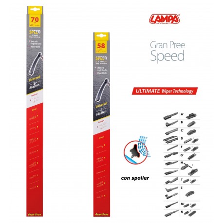 Gran Pree Speed Coppia spazzole tergicristallo flat 70+60 cm
