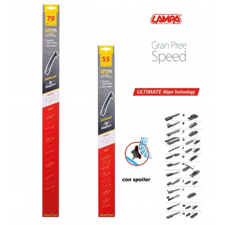 Gran Pree Speed Coppia spazzole tergicristallo flat 70+55 cm